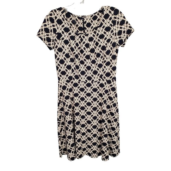 Talbots Petites Size S SP Dress Stretch Fit Flare Preppy Nautical Rope Blue - Picture 2 of 7